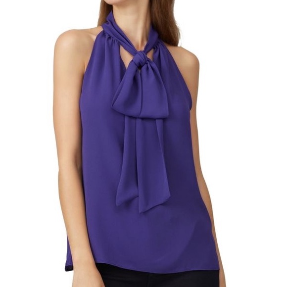 (A54) PRABAL GURUNG COLLECTIVE
Tie-Neck Blouse, Sleeveless, Color-Purple, Size 2 - Picture 2 of 12